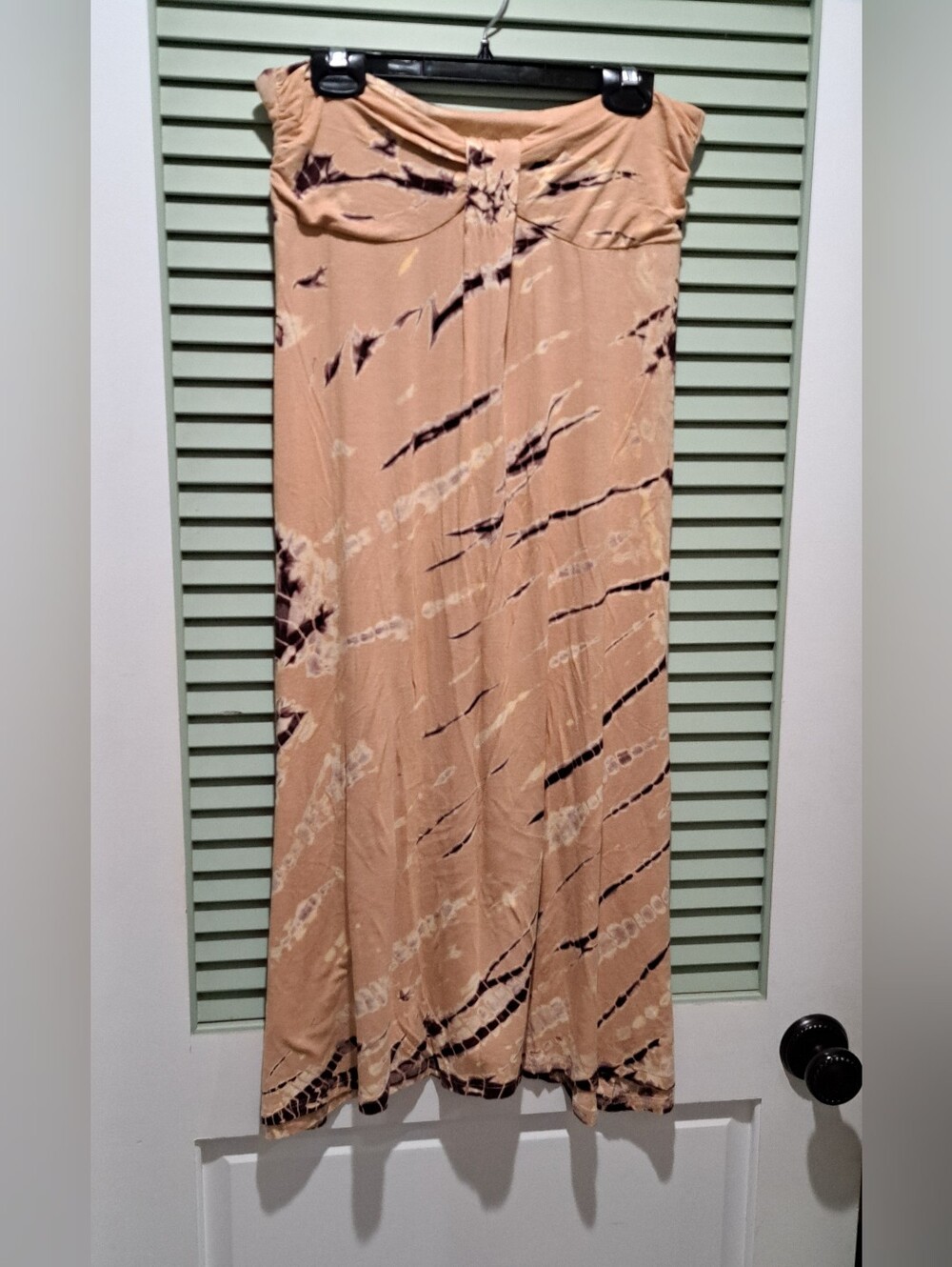 Fighting Eel Strapless Tie-dye Midi Dress, Beige W/Brown, S